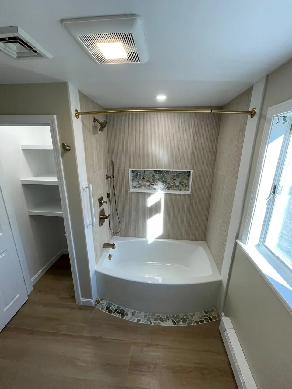 Completed bathroom remodel on Cape Cod by COSTA LVM Home Service