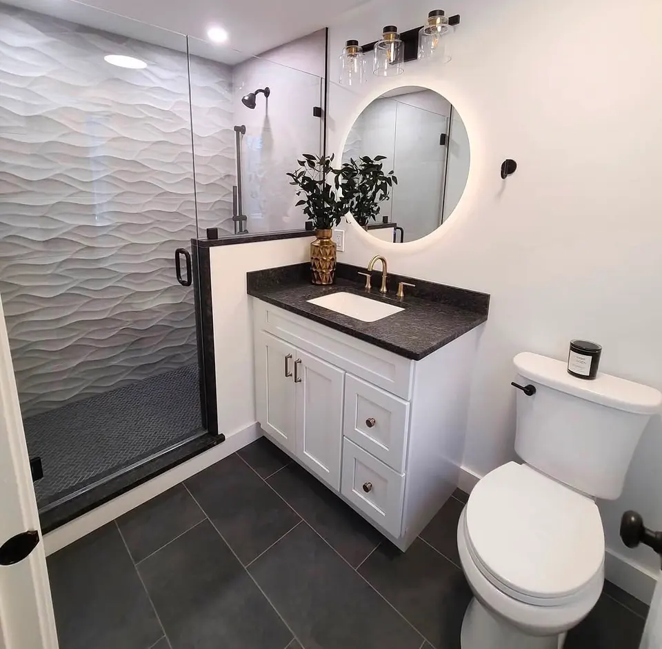 Completed bathroom remodel on Cape Cod by COSTA LVM Home Service